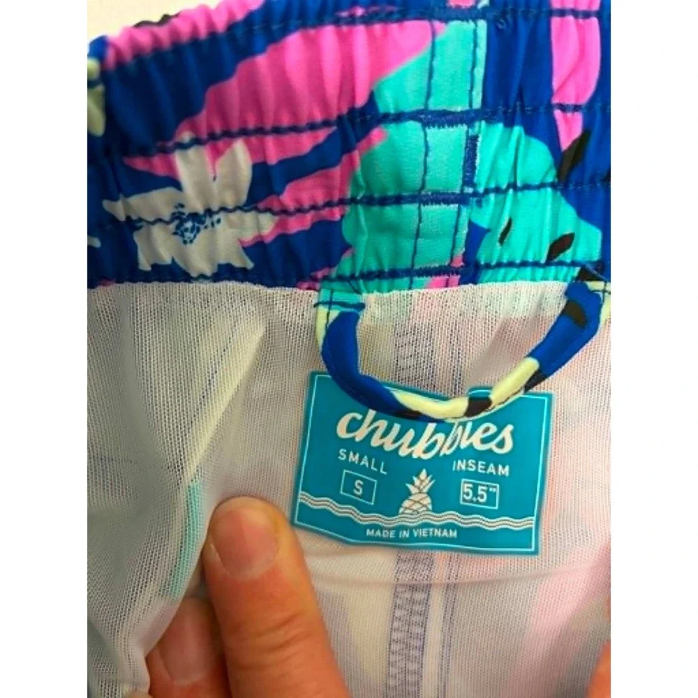 Chubbies Classic Swim Trunks Mens S Blue Tropical Floral 5.5